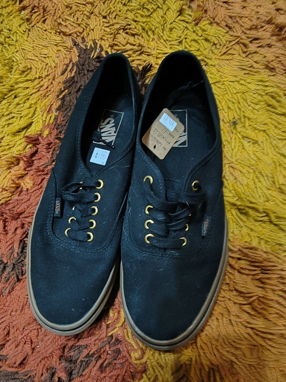 Vans Black Canvas Low-Top Sneakers with Tan Sole